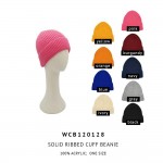 Wholesale solid Ribbed Cuff Beanie One Fits Most Acrylic