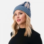 Wholesale soft Knit Plaid Beanie One Fits Most Polyester