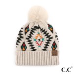 Wholesale c C HAT Aztec Pattern Hat Soft Faux Fur Pom Rayon PBT Nylon One Fits M