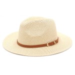 Wholesale straw Panama Hat Faux Leather Band One Fits Most Adjustable Drawstring