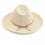 Wholesale sT Panama Straw Sun Hat Suede Lace Trim Band One Fits Most Adjustable