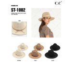 Wholesale sT Panama Straw Sun Hat Suede Lace Trim Band One Fits Most Adjustable