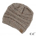 Wholesale messy bun confetti print C C beanie taupe acrylic