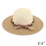 Wholesale c C ST Brim Hat Two Brim Straw Sun Hat Fancy Braids Chiffon Wood Beade