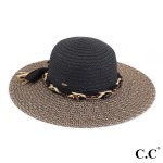 Wholesale c C ST Brim Hat Two Brim Straw Sun Hat Fancy Braids Chiffon Wood Beade