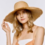 Wholesale brim Floppy Straw Hat Frayed Edges One Fits Most Brim Paper