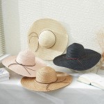Wholesale brim Floppy Straw Sun Hat Thin Leather Band One Fits Most Adjustable