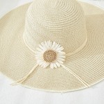 Wholesale straw Brim Hat Straw Flower One Fits Most Adjustable Drawstring Inside