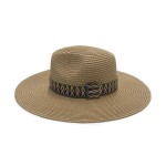 Wholesale straw Panama Hat Aztec Trim One Fits Most Adjustable Drawstring Inside