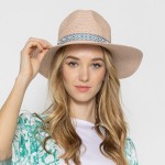 Straw Panama Hat With Aztec Band And Pearl Accents

- One Size Fits Most
- Adjustable Drawstring
- Hat Brim Approximately 3.5" W
- 100% Paper Straw