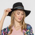 Straw Panama Hat With Aztec Band 

- One Size Fits Most
- Adjustable Drawstring
- Hat Brim Approximately 3.5" W
- 100% Paper Straw