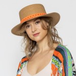 Straw Panama Hat With Coated Chain Link Trim

- One Size Fits Most
- Adjustable Drawstring Inside Hat
- 100% Paper Straw
- Hat Brim Approximately 4.5" W
- Camel Hat With Orange Rubber Coated Chain
