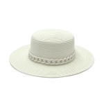 Wholesale straw Panama Hat Chain Link Trim One Fits Most Adjustable Drawstring I