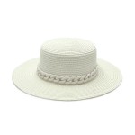 Wholesale straw Panama Hat Chain Link Trim One Fits Most Adjustable Drawstring I