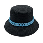 Wholesale straw Bucket Hat Chain Link Trim One Fits Most Adjustable Drawstring I