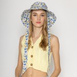 Wholesale floral Pattern Wire Brim Sun Hat Ties One Fits Most Adjustable Drawstr