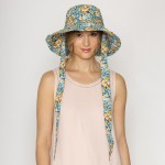 Wholesale floral Pattern Wire Brim Sun Hat Ties One Fits Most Adjustable Drawstr