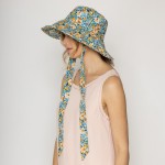 Wholesale floral Pattern Wire Brim Sun Hat Ties One Fits Most Adjustable Drawstr