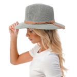 Wholesale panama Hat Faux Leather Band One Fits Most Adjustable Drawstring Hat B