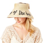 Wholesale mother Bride Straw Roll Up Sun Visor Bow Back One fits most Adjustabl