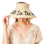 Wholesale talk Sand Straw Roll Up Sun Visor Bow Back One fits most Adjustable V