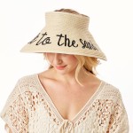 Wholesale talk Sand Straw Roll Up Sun Visor Bow Back One fits most Adjustable V