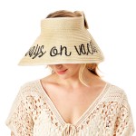 Wholesale always Vacation Straw Roll Up Sun Visor Bow Back One fits most Adjust