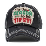 Wholesale vintage Distressed Tis he Season Get Tipsy Embroidered Patch Baseball