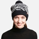 Wholesale comfyLuxe Zebra Print Pom Pom Beanie Lining One Fits Most Poly Microfi