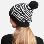 Wholesale comfyLuxe Zebra Print Pom Pom Beanie Lining One Fits Most Poly Microfi