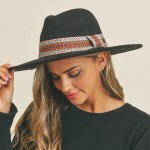 Wholesale felt Blend Brim Hat Western Band One Adjustable Drawstring Brim Polyes