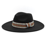 Wholesale felt Blend Brim Hat Western Band One Adjustable Drawstring Brim Polyes