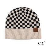 Wholesale c C Hat Checkered Pattern Beanie Hat One Fits Most Acrylic Polyester N