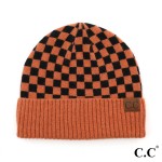 Wholesale c C Hat Checkered Pattern Beanie Hat One Fits Most Acrylic Polyester N