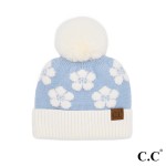 C.C HAT-4009
Daisy Pattern Plush Yarn Pom Beanie Hat

- One Size
- 52% Polyester / 36% Viscose / 12% Nylon