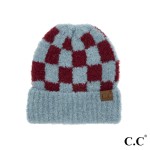 Wholesale c C HAT Checkered Pattern Boucle Cuff Beanie One Recycled Polyester Po