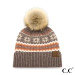 C.C HAT-4029
Nordic Fair Isle Pom Beanie Hat

- One Size Fits Most
- 47% Rayon / 31% PBT / 22% Nylon