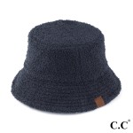 Wholesale c C BK Soft Faux Leather Bucket Hat Shearling Trims One Fits Most Reve