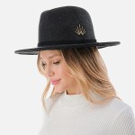 Wholesale brim Felt Panama Hat Thin Leather Band Gold Beaded Sun Rays Accent On