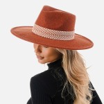 Wholesale brim Felt Panama Hat Thick Woven Band One Fits Most Adjustable String