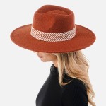 Wholesale brim Felt Panama Hat Thick Woven Band One Fits Most Adjustable String