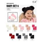 C.C BABY-SET-4
Solid Ribbed Baby Beanie Hat and Mitten Glove.

- Mittens Lined Inside
- Thumbless
- Fits Most Babies (0-9 Months)
- 100% Acrylic