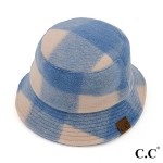 Wholesale c C BK Checkered Pattern Fleece Bucket Hat One Adjustable Drawstring P