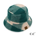 Wholesale c C BK Checkered Pattern Fleece Bucket Hat One Adjustable Drawstring P