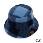 Wholesale c C BK Checkered Pattern Fleece Bucket Hat One Adjustable Drawstring P