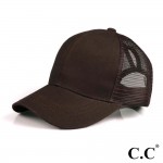 Wholesale cC Pony Cap BT CC ponytail hat mesh back Adjustable velcro back CC lea