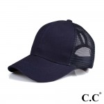 Wholesale cC Pony Cap BT CC ponytail hat mesh back Adjustable velcro back CC lea