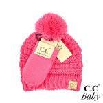 Wholesale c C BABY SET Solid Ribbed Baby Beanie Hat Mitten Glove Mitten Lined In