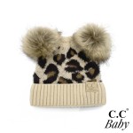 Wholesale c C BABY POM Baby Leopard Print Faux Fur Double Pom Beanie One fits mo