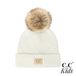 Wholesale c C KIDS Diagonal Stripes Criss Cross Pattern Beanie Pom Kids One Fits